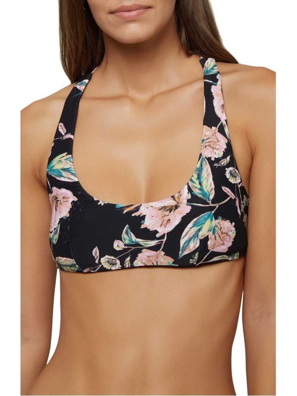 O'Neill Black Floral Sports Bikini Top